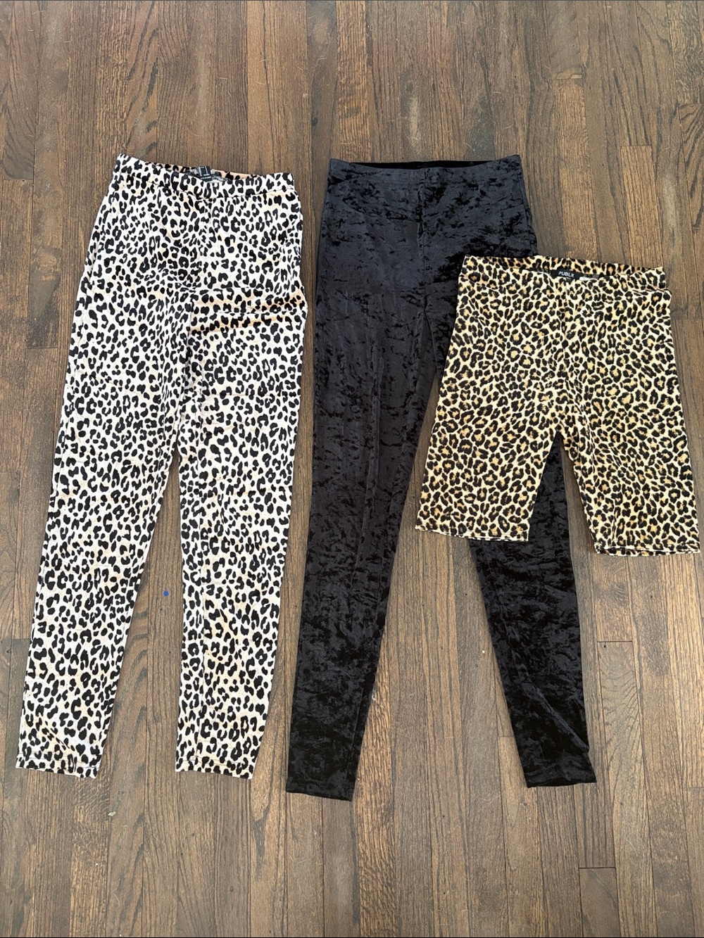 Leopard Print and Black Leggings Set - Animal Print and Solid Black